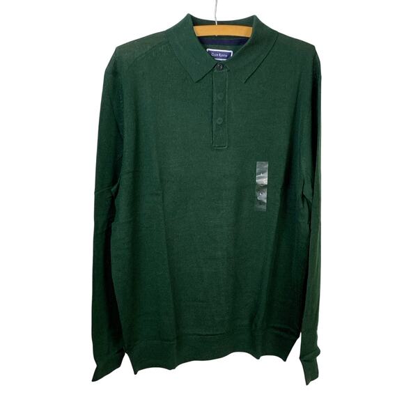 Club Room Green Merino Wool Blend Collared Polo Pullover Sweater - Size  L NWT - Picture 2 of 7